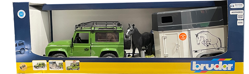 Bruder Land Rover Defender with Horse Trailer