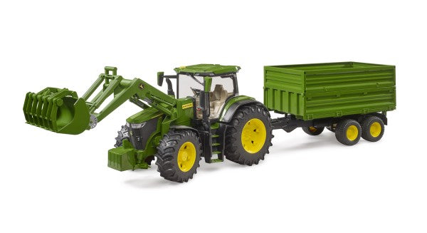 Bruder John Deere 7R 350 with Frontloader and Tandem Axle Tipping Trailer
