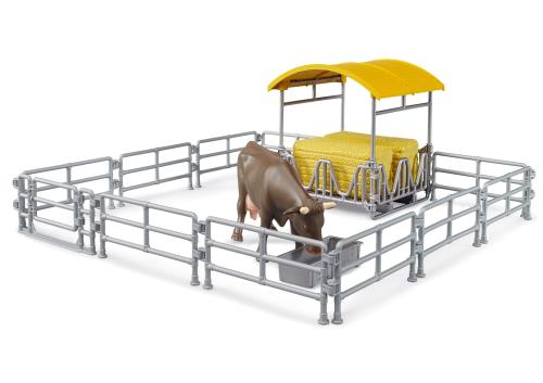 Hay Rack with Fence, Cow & Trough